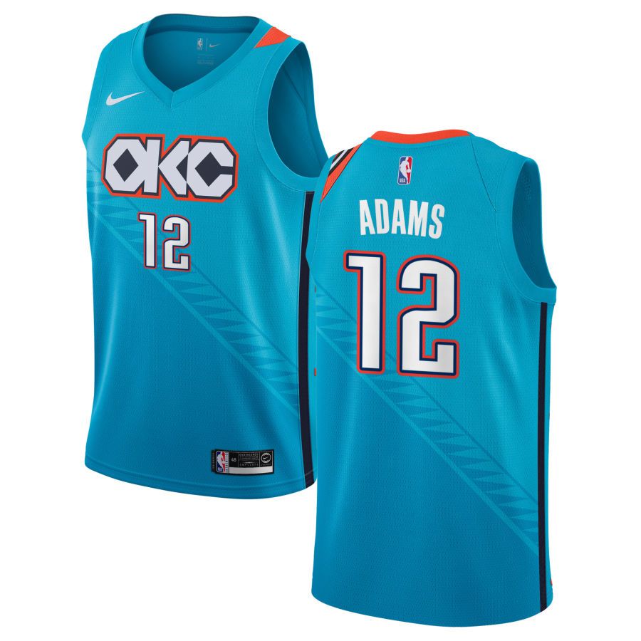 Men Oklahoma City Thunder 12 Adams Blue City Edition Game Nike NBA Jerseys